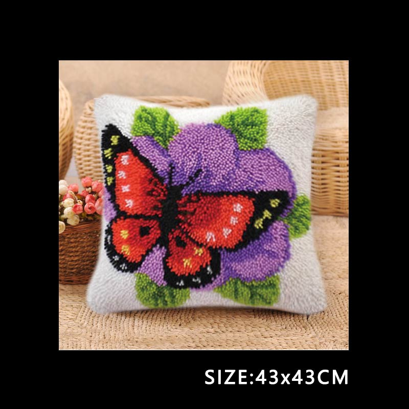 DIY Carpet Embroidery Latch Hook Kit Plant Series Segment Embroidery Pillow Flowers Grass Coarse Wool Cross Stitch 3D Latch Hook