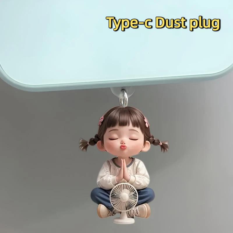 Acrylic Phone Dust Plug Pendant 2D Flat Pendant Suitable For Phone Type-C Universal Phone Accessories