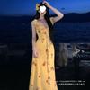 Holiday Rose Flower Edge Suspender Floral Dress Women's Summer New High-end Design Niche French Skirt Tide