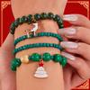 Set of 4 Christmas Charm Bracelets - Cute Holiday Santa Claus, Reindeer, Glove Pendants, Suitable for Daily Wear