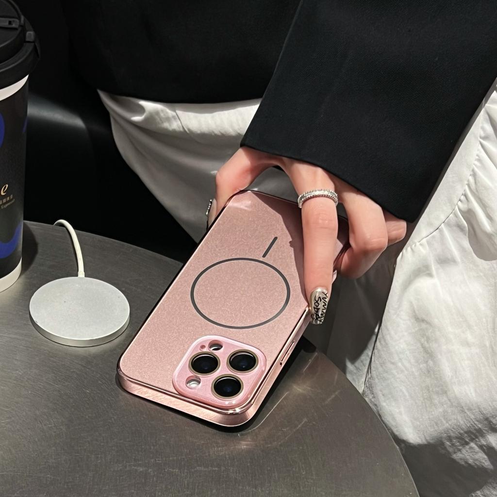 Minimalist Glass Lens Compatible with iPhone 16 Pro Max Apple 17 Phone Case 14/15 Electroplated Magnetic Slim Ring