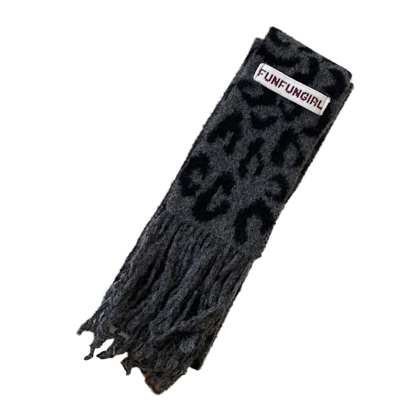 

Soft Leopards Tassels Scarf Versatiles Fashion Neckerchief for Fashion Women for Stylish Outfits чорний