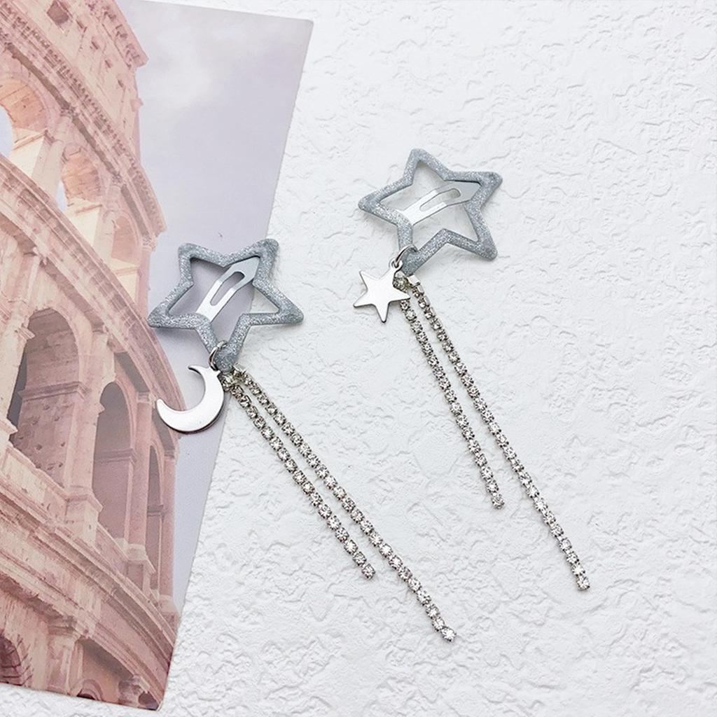 1 Pair Handmade Hairpin Sparkling Fringes Hair Clip Stylish Hair Accessory Star Hair Barrette Perfect Gift for Girls