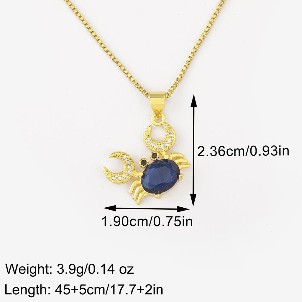 Nidin New Arrival Classic Crab Pendant Necklace for Women 4 Colors Cubic Zirconia Moon & Crab Choker Multicolor Fashion Jewelry
