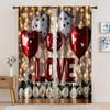 2pc,  Window Curtains Valentine's Day Truck Background Romantic Love Balloons Versatile Fabric,Without Electricity Festive