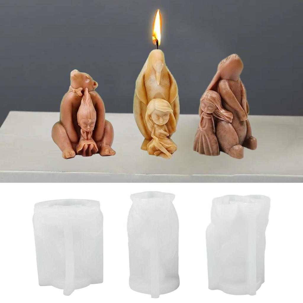 Animal and Girl Scented Candle Silicone Mold Handmades Bear Scented Candle Epoxy Mold DIY Craft Women Girl Fondant Mold