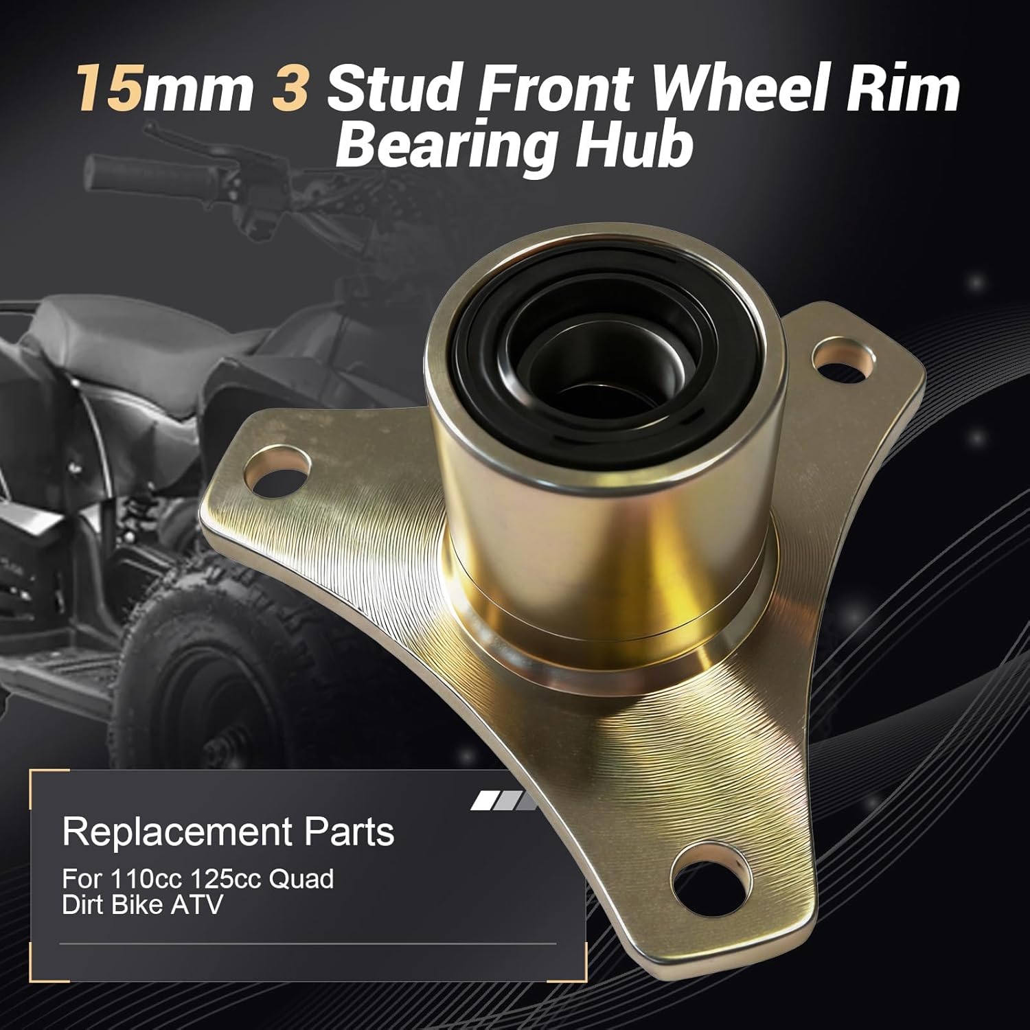 

15mm 3 Stud Front Wheel Rim Bearing Hub Replacement Parts for 110cc 125cc Quad Dirt Bike ATV