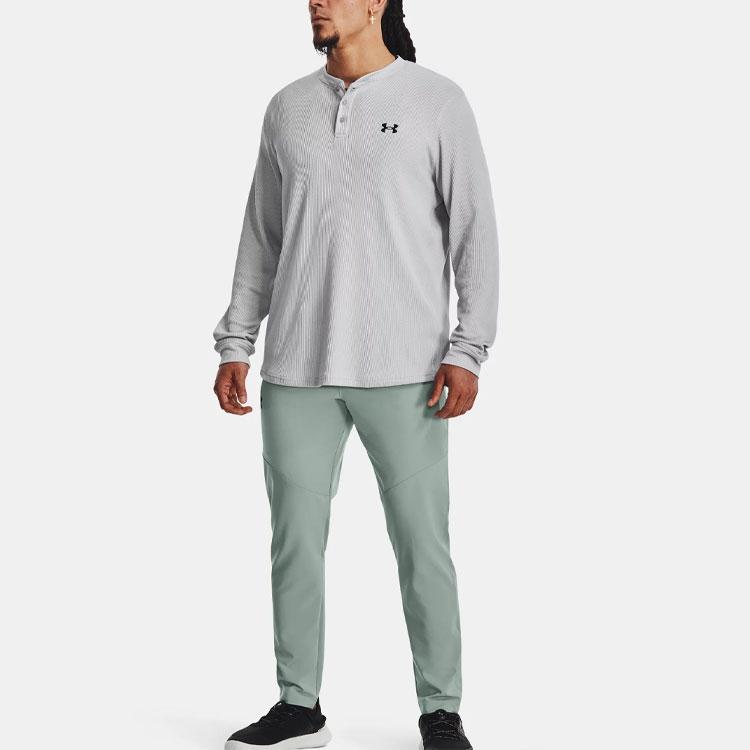 Under Armour Solid Logo Crew Neck Pullover Long Sleeve T-Shirt Men Tops Modern-Gray 1302356-012