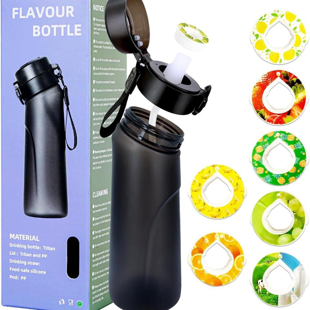 Scented 750ml Sports Water Bottle with Flavor Ring and Straw