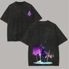 Sword Art Online Kirito & Asuna Vintage Washed T-Shirt Anime Couple Graphic Black Cotton Oversized Streetwear Tee