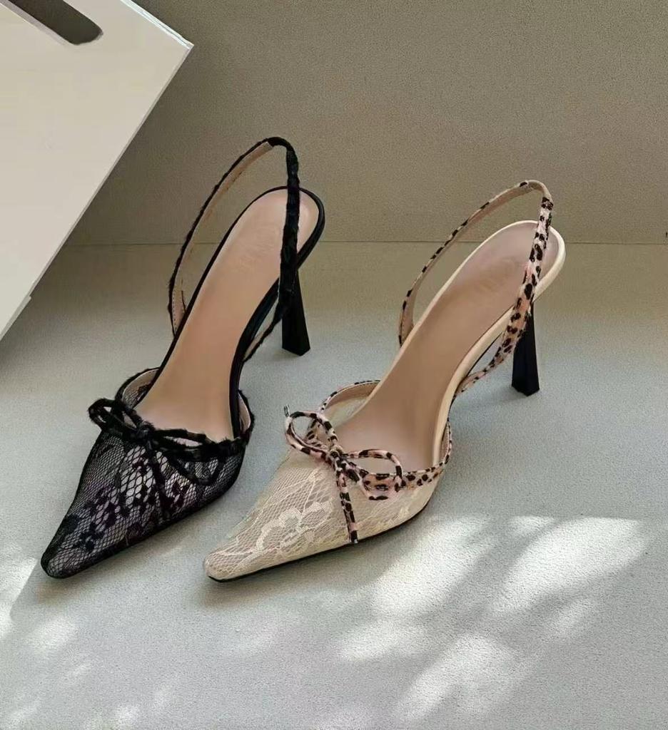 Fashion Summer New Fashion Lace Pointed Toe High Heel Shoes Women Shoes Dresses Sandals Summer Women Elegant Thin Heel Sandals