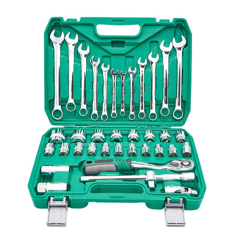 37-Piece Car Repair Tool Kit: Socket Wrench & Combination Set in Tool Box