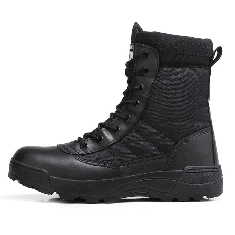 Outdoor Men Hiking Boots Black High Top Desert Boots Unisex Platform Ankle Boot Comfortable Wear-Resistant Men Working Boots New
