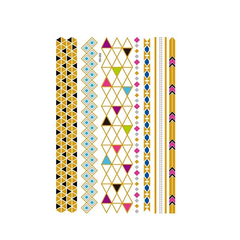 Yh Retro Large Bronzing Tattoo Sticker Waterproof Tattoo Sticker Amazon Set Hot Silver Color Printing Sticker