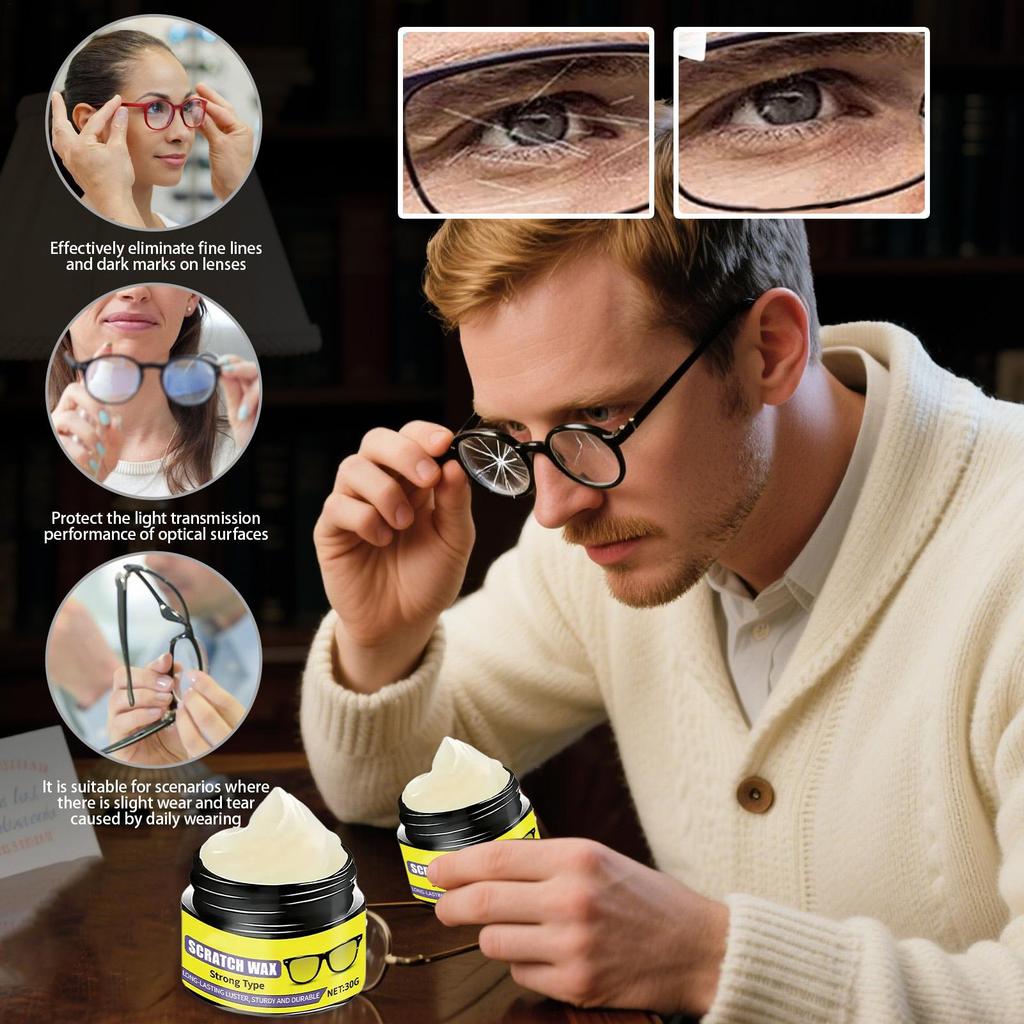 Fast-Acting Glasses Scratch Repair Cream Instant Scratch Remover for Eyeglasses Car Headlights Windshields Phone Screens
