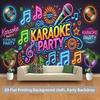 Karaoke Party Photo Booth Background, Neon Microphone & Vinyl Record Backdrop for Themed Events