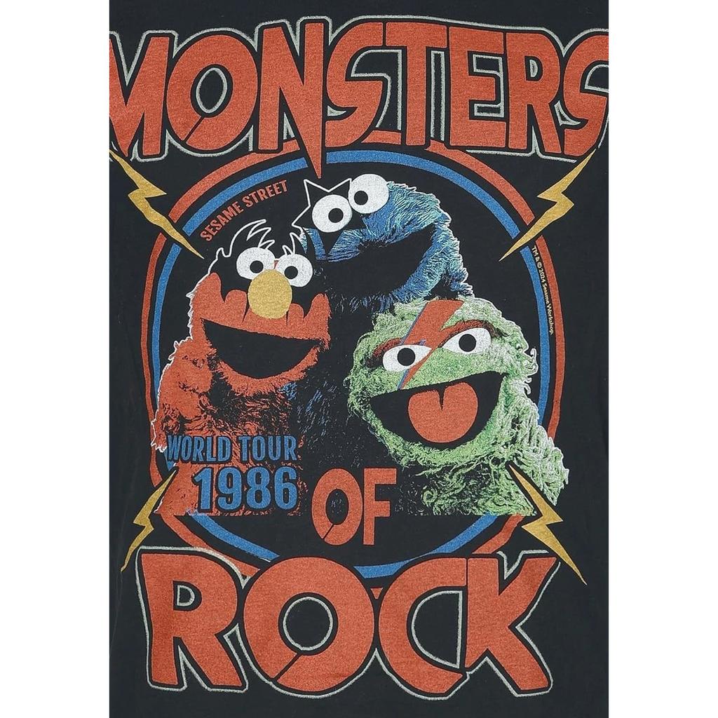 Sesame Street Unisex Adult Monsters Of Rock Washed T-Shirt