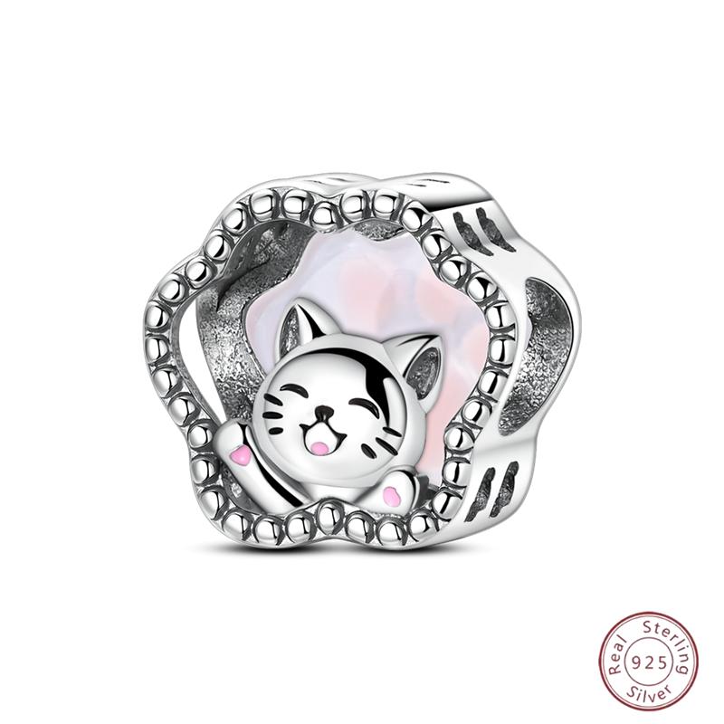 Copper Firefly Cute Cats And Dogs Beaded Pendant Suitable For Original Charms Bracelet Diy Exquisite Women Jewelry