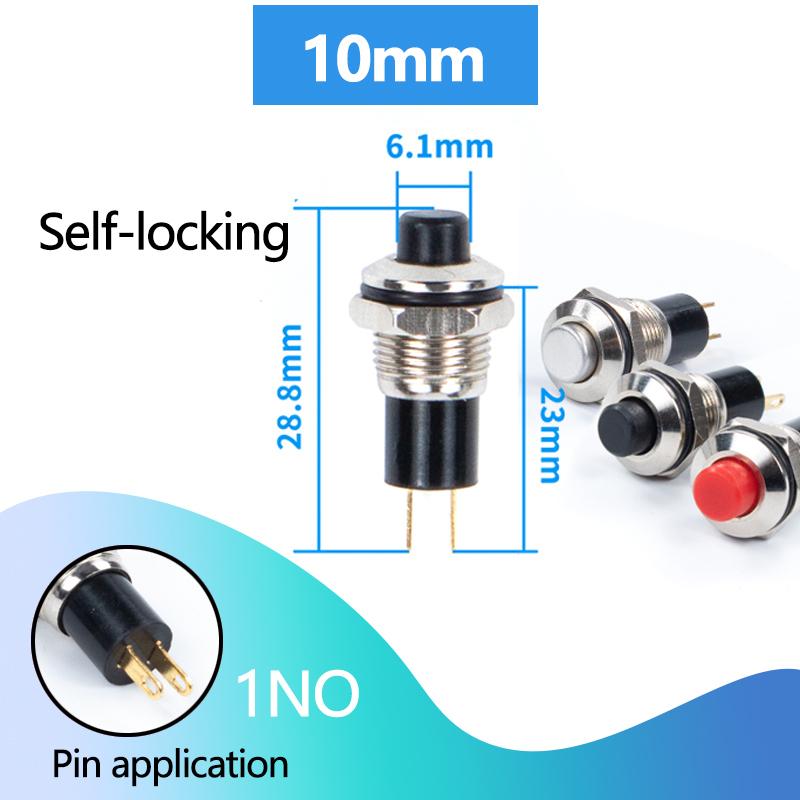 

5mm 7mm 10mm PBS-110 PB05A Small Circular Metal Button Switch, Self Resetting, Self-locking, Inching Power Switch 20PCS Red&with wire