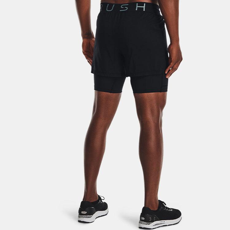 Under Armour Rush Series 2-In-1 Running Shorts Men Bottoms Black 1361577-001