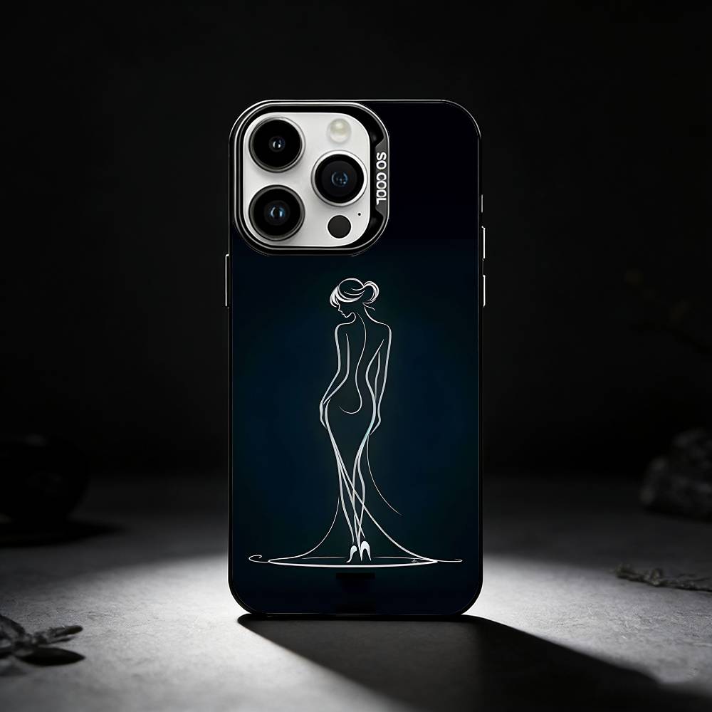 Sexy Body curve Art Phone Case For iPhone 17,16,15,14,13,12,11 Plus,Pro Max,XS,Colored silver phone case