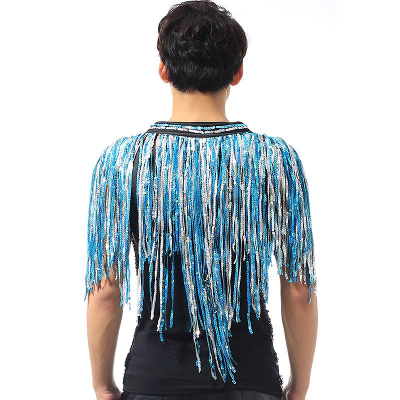 Costume da Cantante da Bar DS di Beyonce Uomo Trapano Lamé Frange Lunghissime Nappe Gilet Giacca Uomo Abbigliamento Rave Jazz Top con Paillettes DNV10064