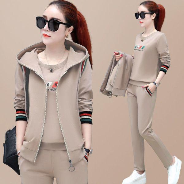 2023 Women's Korean Fashion Three-Piece Set: Long-Sleeve Sweatshirt, Vest, Plus Size Casual Sportswear for Spring & Autumn