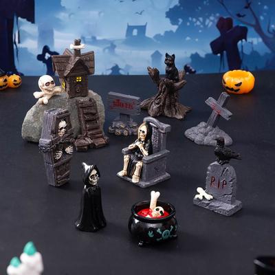 Halloween Small Ornament Skeleton Mummy Resurrection Ghost Festival Horror Resin Ornament Home Desktop Creative Decoration