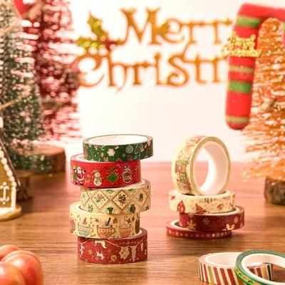 21rolls Merry Christmas Tapes Set Gold Foil Washi Tape Adhesive Paper Masking for Diary Album Wrapping Home Celebration