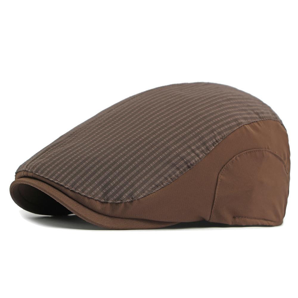 Spring Summer Thin Men's Forward Cap Quick-Drying Breathable Striped Newsboy Cap Retro Beret