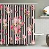 Floral Shower Curtain Botanical Flowers Pattern Waterproof Bathroom Decor Vintage Style Washable Fabric Curtain Nature Art