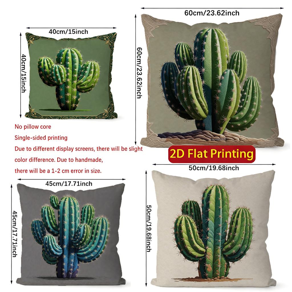 2D Boho Kaktus Druck Überwurf Kissenbezüge Muster Kissenbezug Geeignet für Sofa Schlafzimmer Auto Kissenbezug