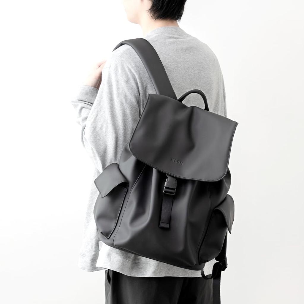 KLON Wasserdichter Rucksack für Männer und Frauen, Schwarz, Schlicht, Matt beschichteter Rucksack-Tra Schwarz