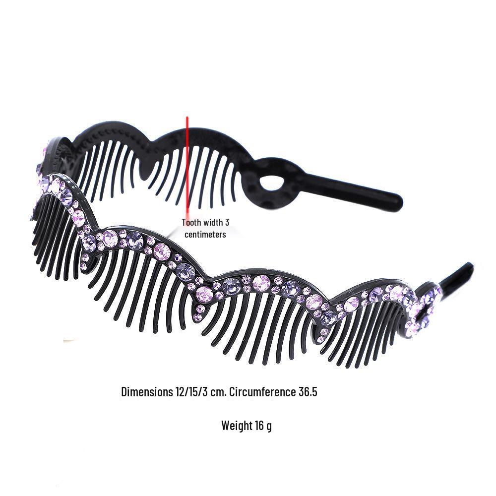 Korean Japanese Wave Bangs Clip: Rhinestone Non-slip Headband with Wide-edge Design