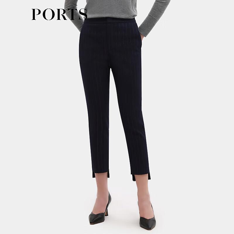 

PORTS Women s Autumn/Winter Striped Slit Skinny Pants 4