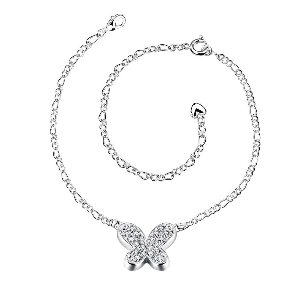 Lady Anklet Ankle Chain Zircon Inlaid Butterfly Shape Foot Ornaments Valentines Gift