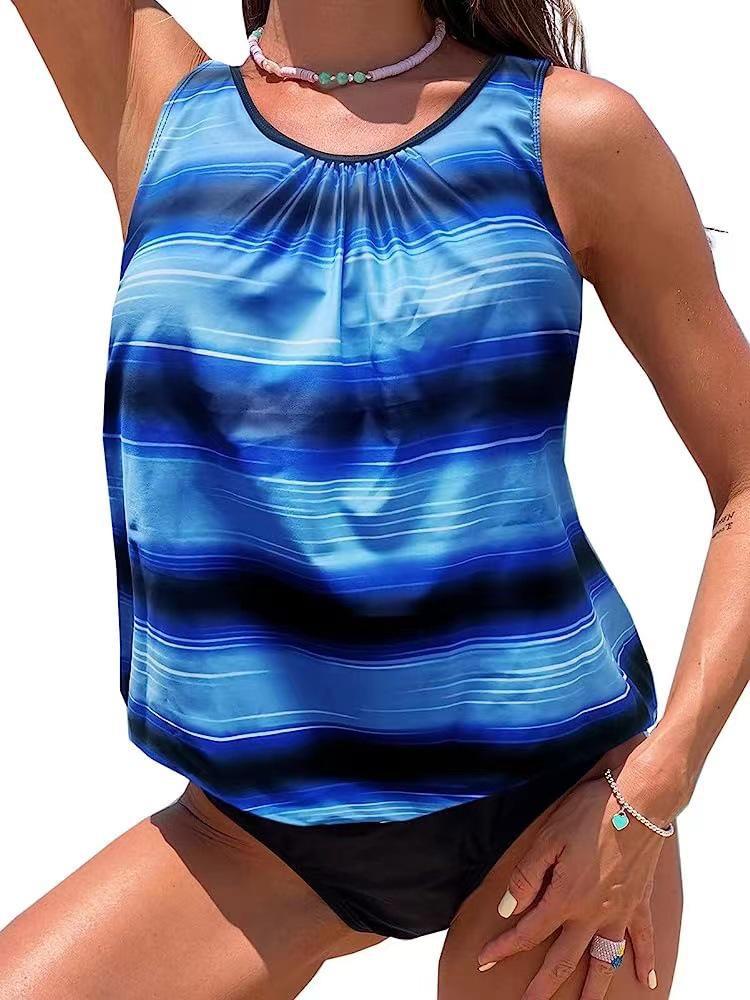 2023 Stylish High-End Off-Shoulder Tankini: Sexy, Backless, Solid Color Swimwear
