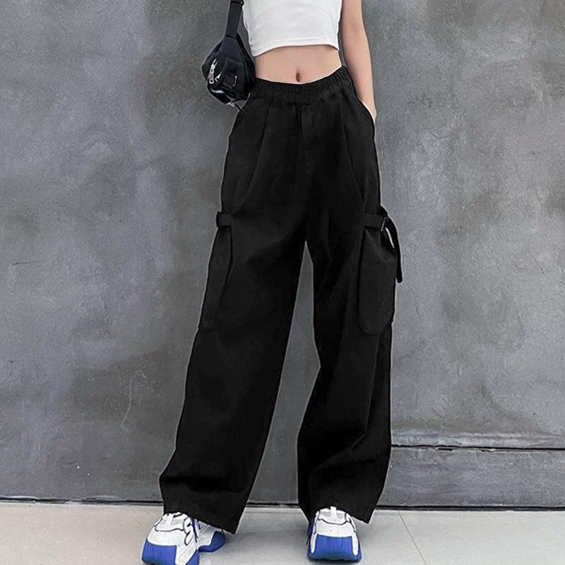 ZANZEA Women Summer Elastic Waist Wide Leg Cargo Pockets Pants