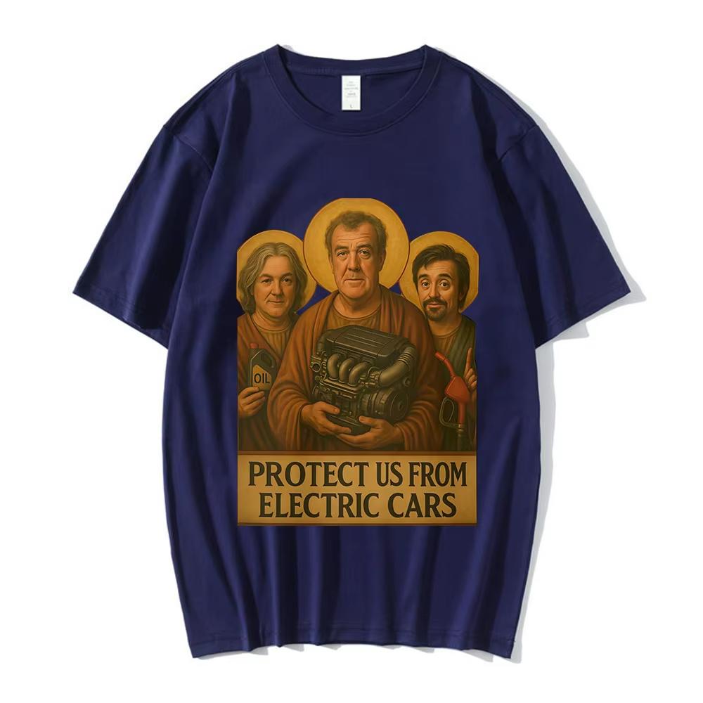 Jeremy Clarkson Beschütze uns vor Elektroautos Lustiges Meme Grafik T-Shirt Unisex Damen Lässig Baumwolle Übergroße T-Shirts Streetwear