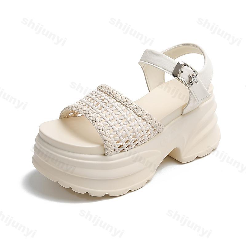 Fashion Elegant Hollow Wedge Heel Casual Thick Soled Sandals for Women 2025 Summer Open Toes Comfortable Versatile Fashion Single Shoes