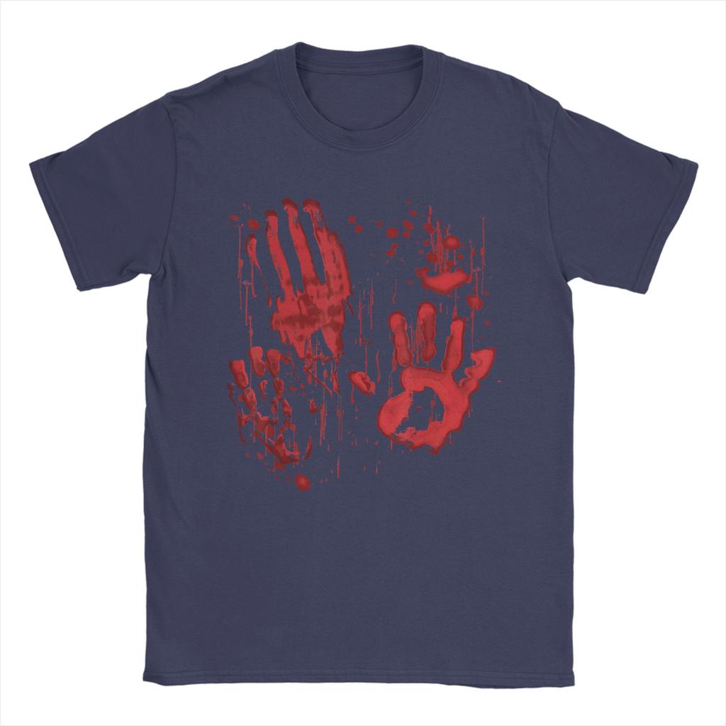 Bloody Hands Blood Splatter Zombie Men T Shirt Handprints Tees Short Sleeve Crew Neck T-Shirts 100% Cotton New Arrival Clothes