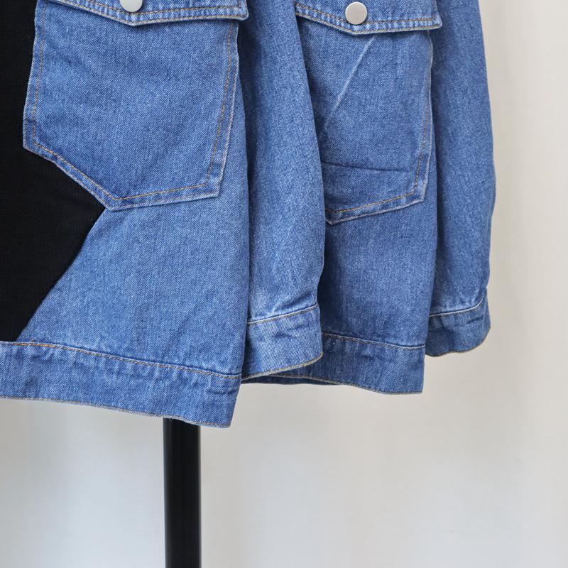 Denim Splicing Knitted Cardigan 2025 Autumn and Winter New Loose Casual Fashion Versatile Lazy Sweater Jacket