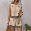 Europe, America and Foreign Trade 2026 Summer Amazon Independent Station Hot Sale Round Neck Sleeveless Printed Vest Shorts Two-piece Set