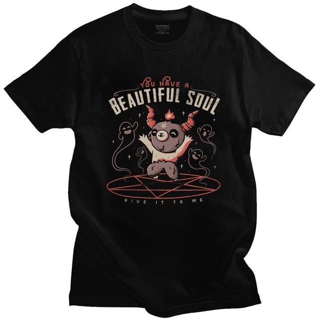 Man T Shirt Funny Baphomet Evil Satan Demon Tops Male Women Harajuku Cartoon GraphicTee Lucifer Goat Tshirt Short Sleeved Tees