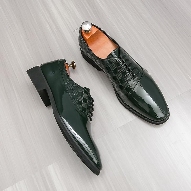 Fashion High Grade Patent Leather Shoes Formal Office Oxfords Elegant Wedding Footwear Business Lace Up Platform Comfortable Men Shoes