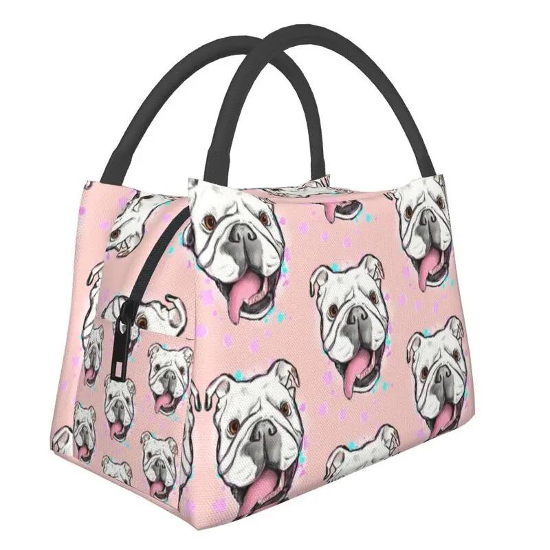 Cute English Bulldog Thermal Insulated Lunch Bag British Dogs Lunch Container for Outdoor Camping Travel Storage Meal Food Box