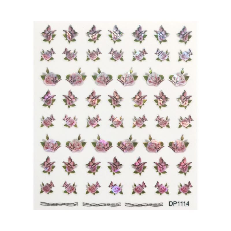 Laser Colorful Butterfly Autumn 3D Nail Art Stickers Adhesive Sliders Nail Transfer Decals Foils Decorations Nail Decals Design