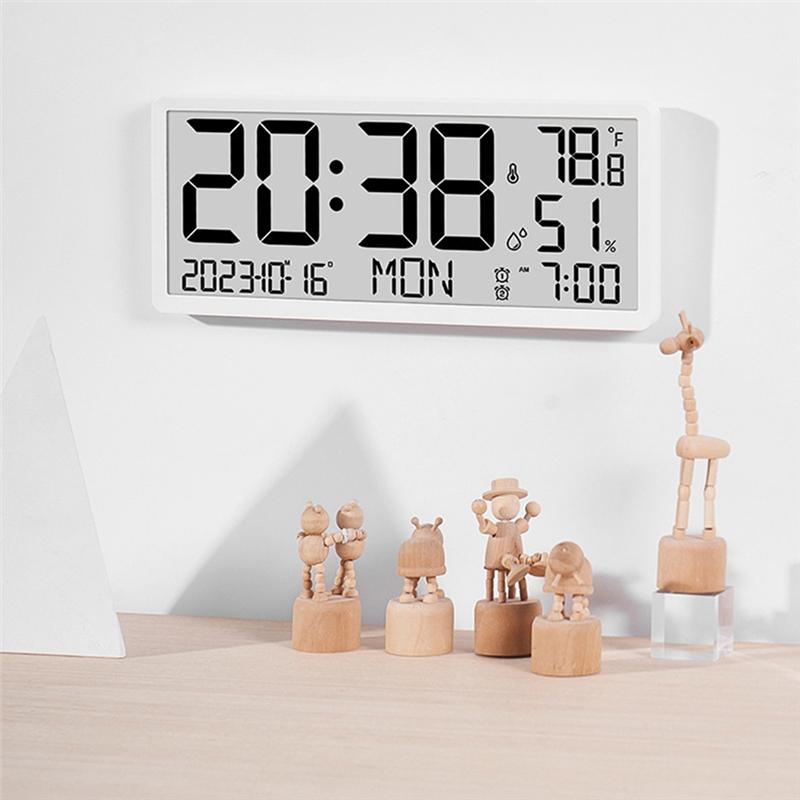 LCD Digital Alarm Clock With Temperature Sensor Desktop & Wall Mountable Manual & Automatic Display Adjustability Easy To Use -B