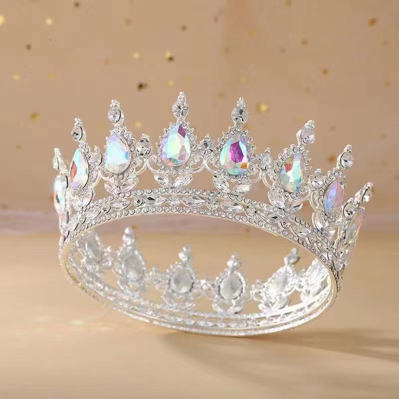 New Bridal Crown Headpiece - Exquisite High-end Wedding Birthday Party and Cake Decoration - Bridal Hair Accessory - Round Crown Tiara