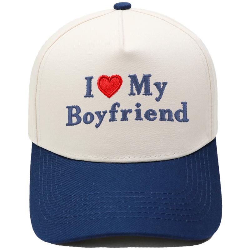 My Boyfriend Love Embroidery Truck Driver Baseball Cap Retro Color Matching Men's and Women's Casual Sun Hat